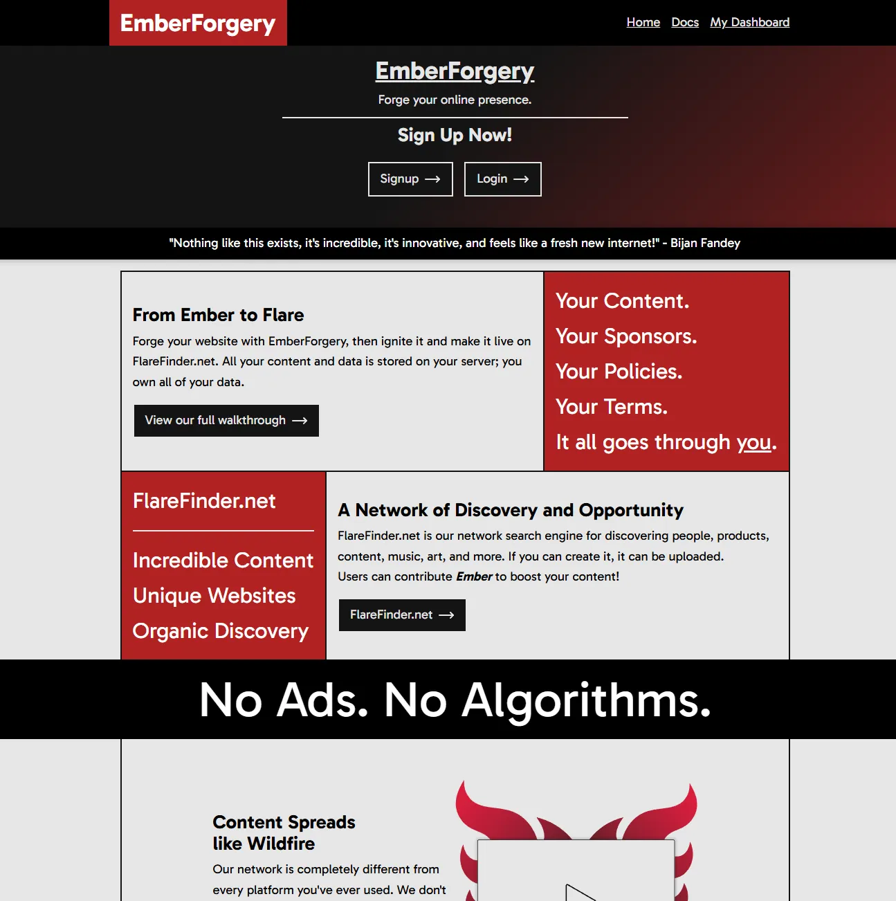 Preview of EmberForgery's home page